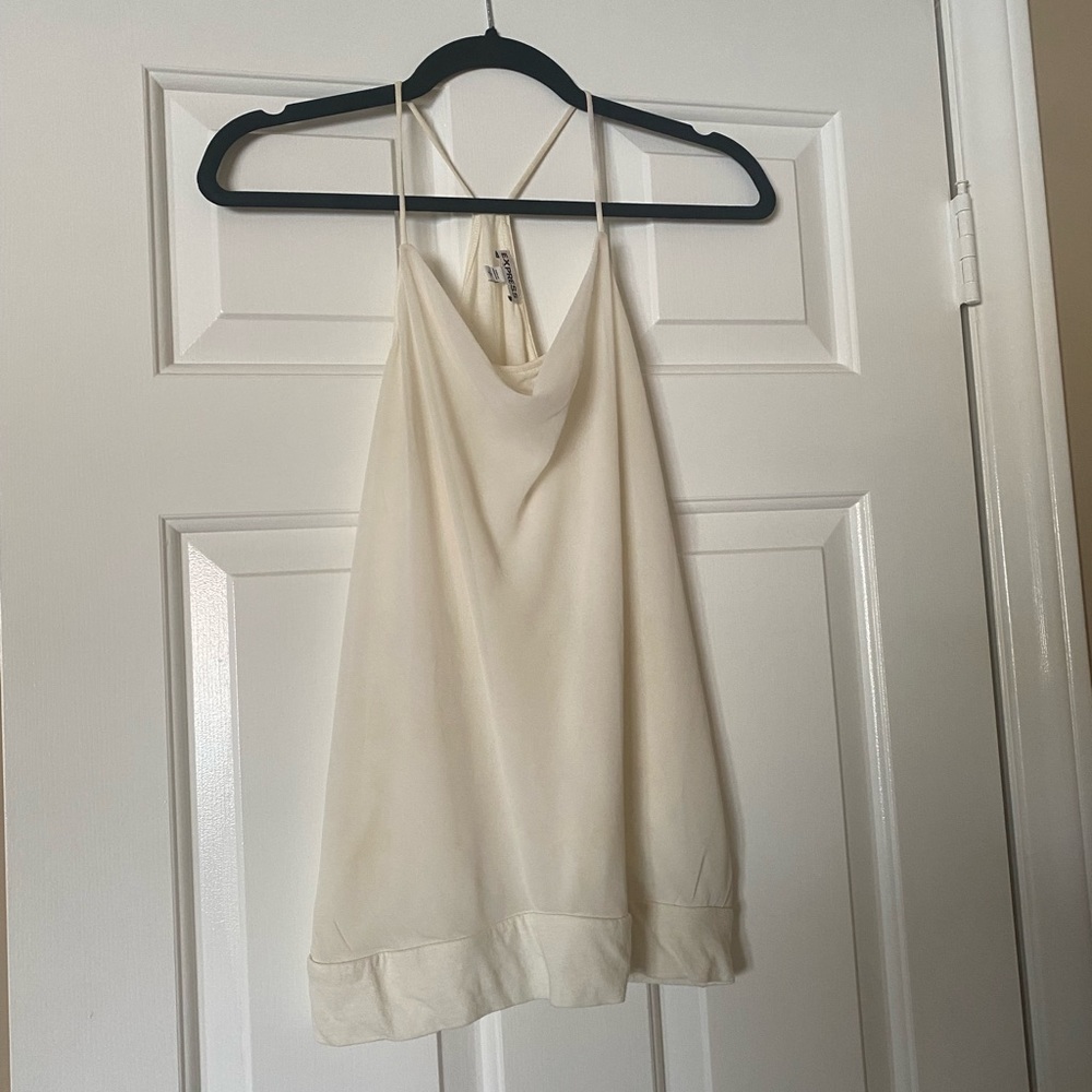 Womens Off-White Racer-Back Top